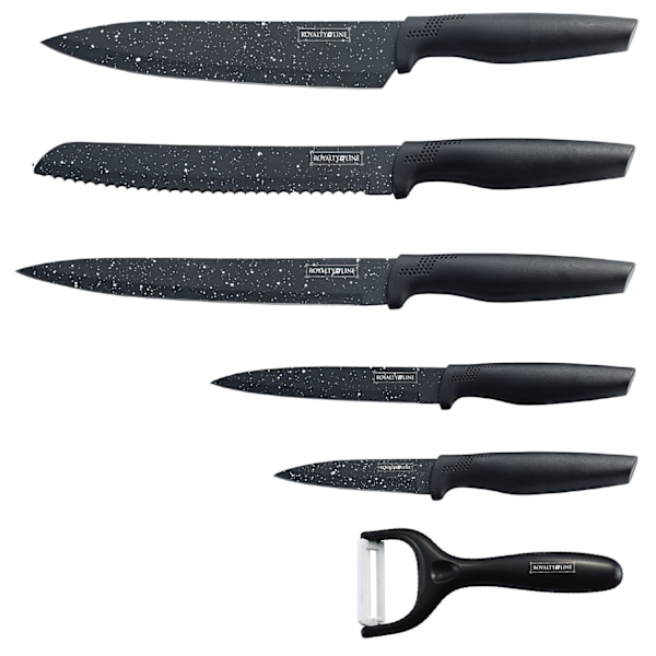 Knivset med Non-Stick-beläggning och Potatisskalare - Marmorerad Svart Black Svart