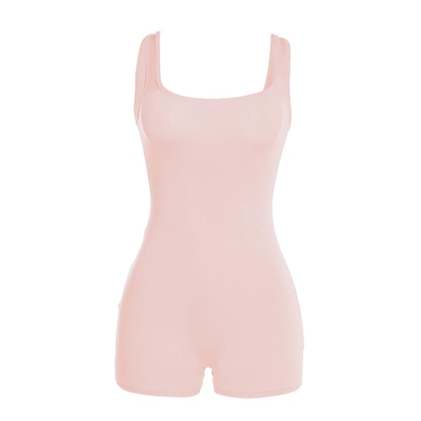 Ærmeløs one piece korte playsuits sport yoga one piece playsuit til sport fitness træningstøj Rosa Pink Pink L