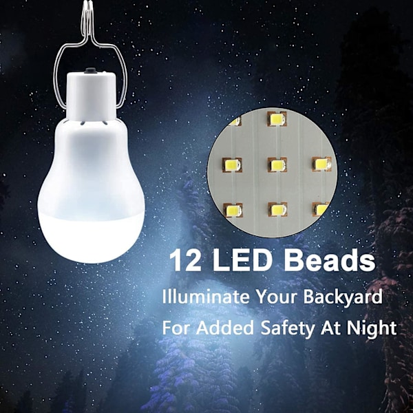 Soldriven LED-bodlampa, 2-pack bärbar USB-laddningslykta med solpanel, 110 lumen campinglampa för inomhus- och utomhuscamping[f2] pack