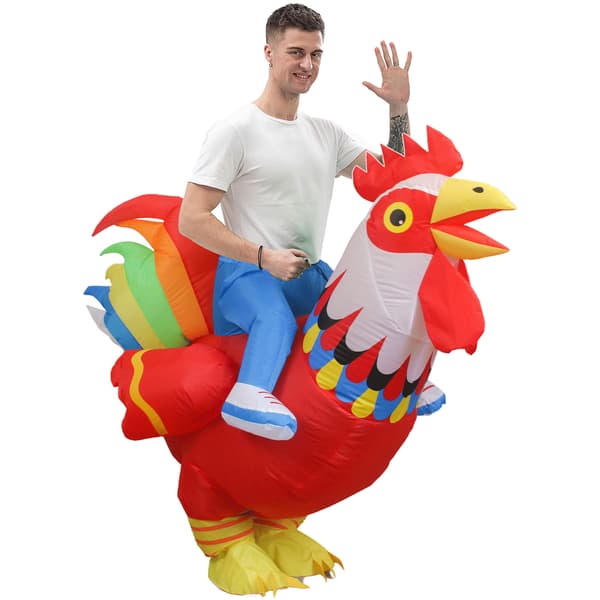 Fargerikt oppblåsbart hanekostyme til fest og cosplay, hvit hane, barn 100-130 cm White Rooster 100-140cm