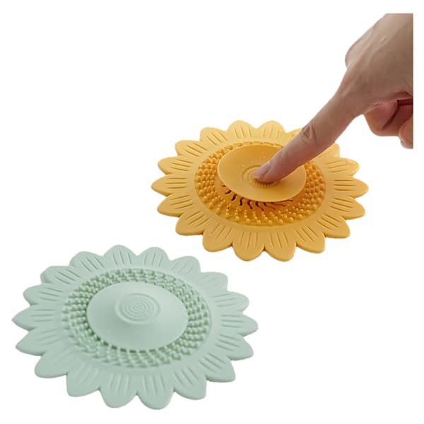 2-pack solros silikon avloppsskydd - diskbänk hårfångare, luktsäker matta för badrum och kök Yellow 2pcs