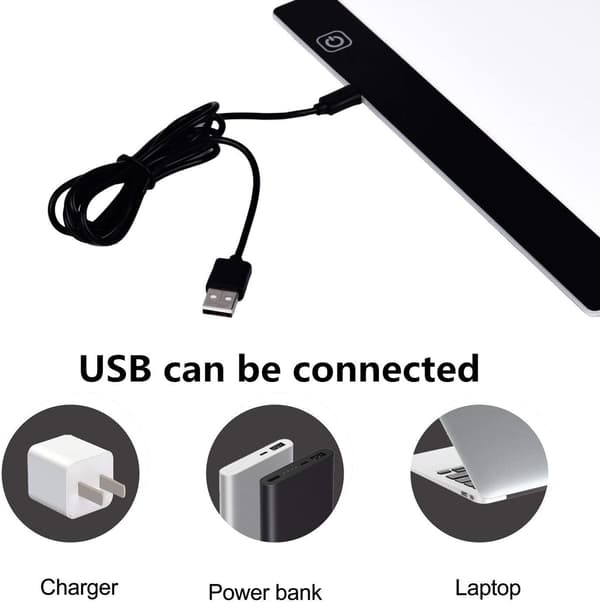 A4 Ultratunn Portabel Ljuslåda USB-driven Hantverksspårningsplatta för Ritningskontorsmaterial Set Vit En Storlek