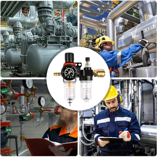 Kompressor Trykregulator 1/4 Luft Vandseparator med Måler til Kompressor og Luftværktøj