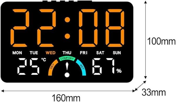 Digital Hygrometer Termometer Klocka med Dubbel Alarmfunktion Ljusstark LED-skärm för Rumsmiljö Hemmakontor Temperaturvisning