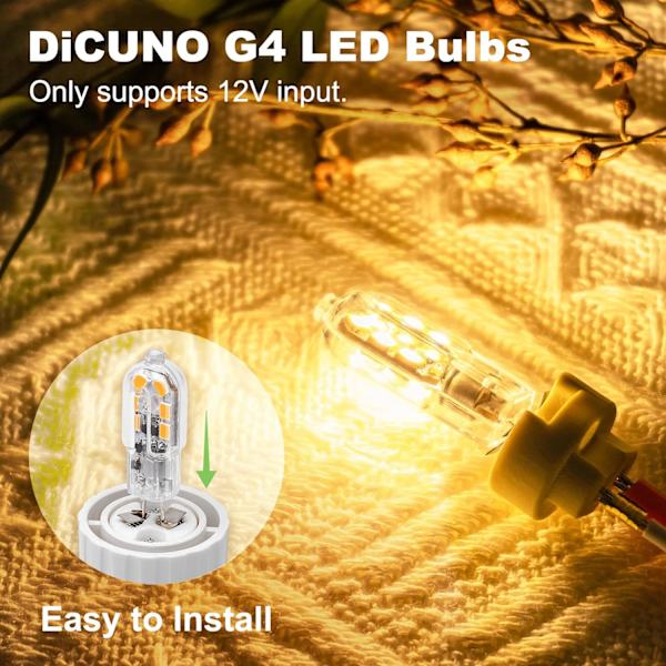 10-pack G4 1,5W LED-lampa, 160lm, AC/DC 12V-lampor, ersättning, varmvit 3000K, ej dimbar, inget flimmer, LED-stiftbaslampa, liten lampa