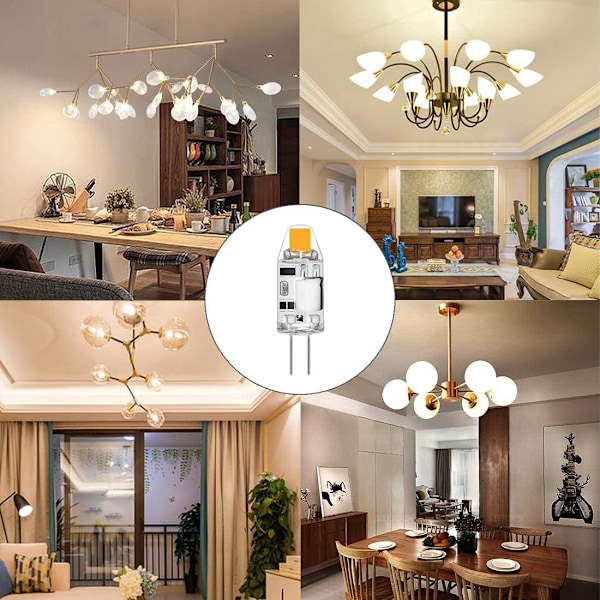 10-pakning 2W G4 LED-pærer, 3000K varmhvit, 200lm, 12V