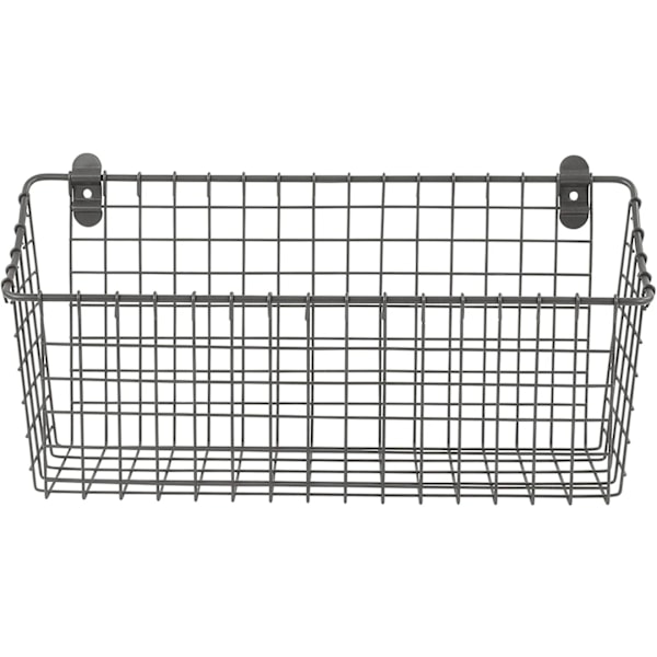 Extra Stor Skåp- & Väggmonterad Korg för Förvaring & Organisation Rustik Bondgårdsdekor, Robust Trådförvaringsbehållare, Industriell Grå
