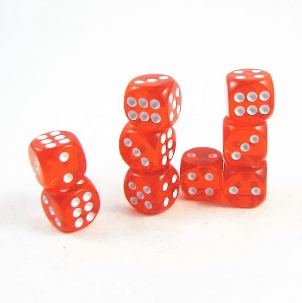6-sidet terningesæt afrundede gennemsigtige terninger brætspil undervisning matematik terningesæt (10 stk. rød){h}