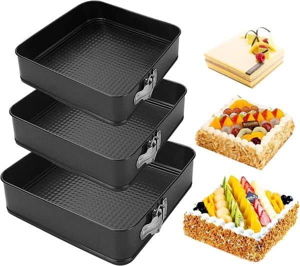 Non-stick springform Durable Pie Bageform Cheesecakeform med aftagelig bund Kageform Firkantet 18cm+20cm+22cm