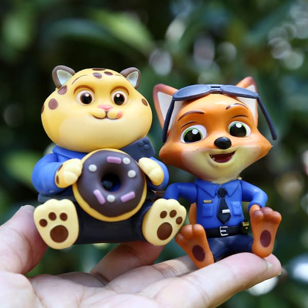 Zootopia Dyrefigurer | Sæt med 6 siddende dyresamlerobjekter | Sødt skrivebordsdekoration