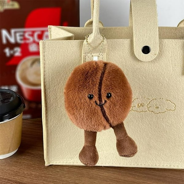 5.11in Jellycat Brun Kaffebønne Nøglering Med Fod Blød Vedhæng Ny Kreativ Simuleret Kaffe Mad Plysdukke Nøglering Jellycat Udstoppede Dyr
