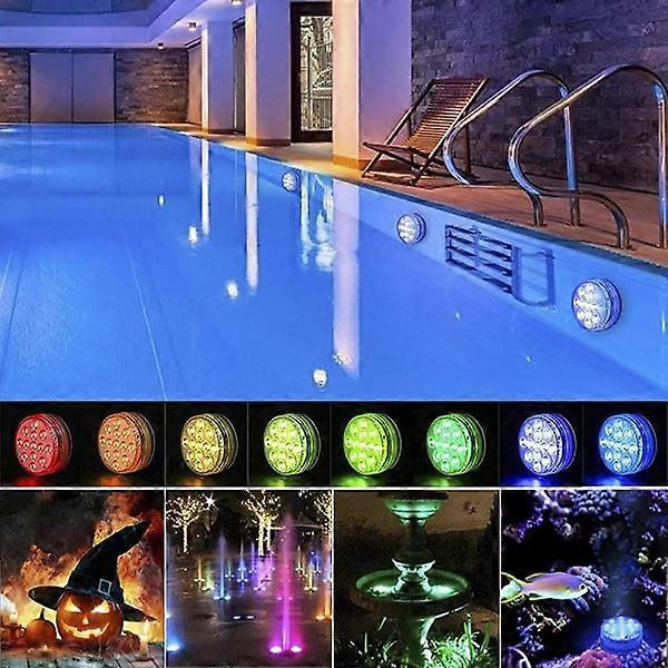 Uima-altaan vedenalainen valaisin, USB ladattava, monivärinen Rgb-13 Led RF-kaukosäätimellä