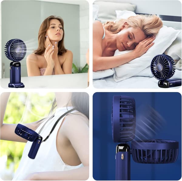 Jsdoin Håndholdt Blæser - USB Genopladelig, 5 Hastigheder, Foldbar, LED-Skærm DarkBlue