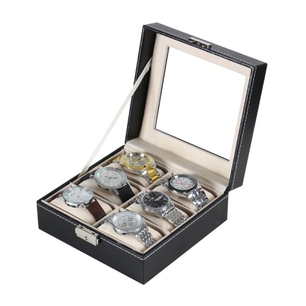 TG Klockbox / Klocklåda / Klockbox för 6 Klockor Svart{f2}
