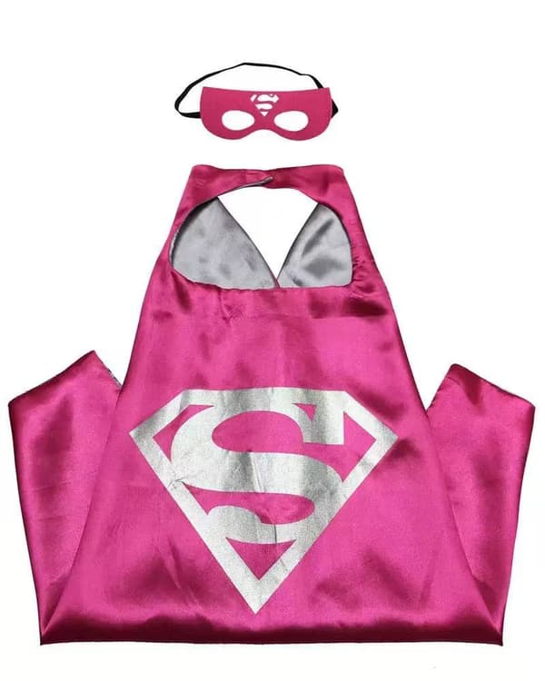 Børns Superheltekappe Kostume, Halloween Cosplay Kappe, Fest Udklædningskappe**Rosarød Superman Rose Red Superman