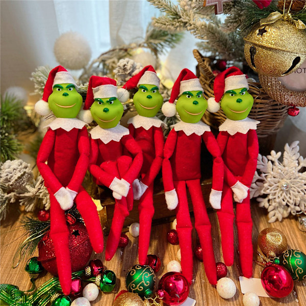 Plyysijoulukuusikoristeet Grinch-nukkeilla, leluilla, koristeilla, lahjoilla Red