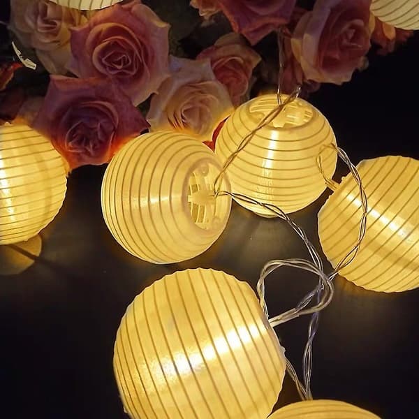 Aurinkovoimalla toimivat LED-lyhtyvalot, valkoinen nailon, mini riippuva {ee}(F2)