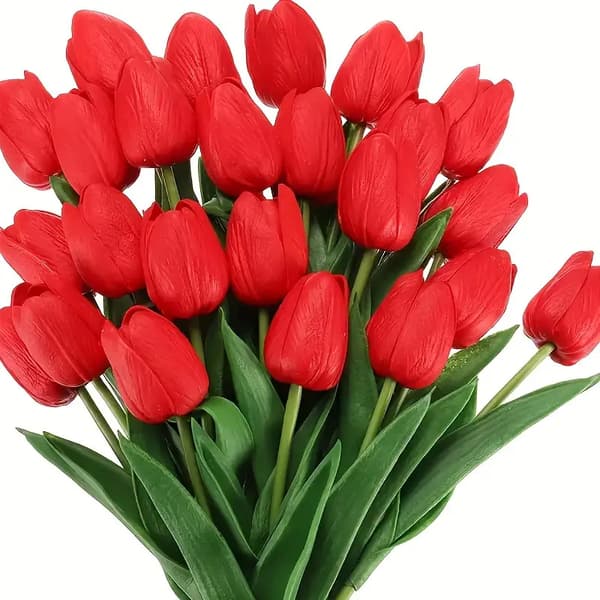 30 stk. kunstige tulipanbuketter – \"ekte\" tulipanblomster til bryllupsdekor *Solnedgangsglød* Sunset Glow