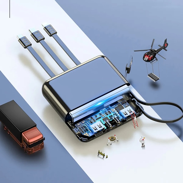 Powerbank med 20 000 mAh Dubbel 2x USB LCD-display Extern Batteri Snabbladdningsfunktion Laddare, Svart, för iPhone/Huawei/Xiaomi/Samsung