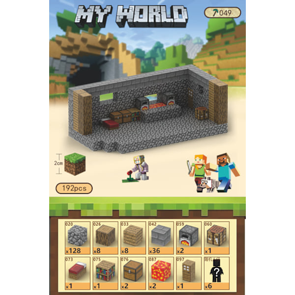 Minecraft rakennuspalikat, sisältää 192 kuusikulmaista magneettilelua ja 6 hahmoa, Smedjan{sl} Blacksmith Shop