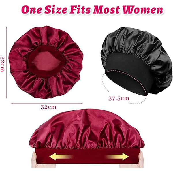 4-pack Satin Sovmössa Nattmössa, Justerbar Nattmössa, Bo{hw}