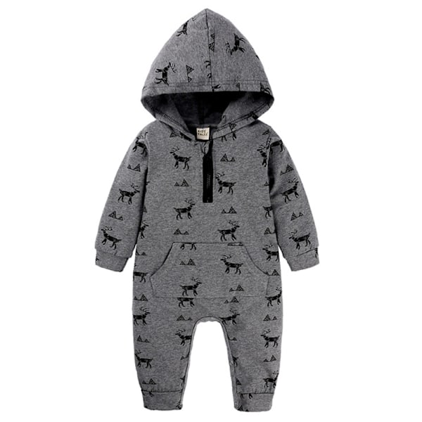 Babypojke/Flicka Söt Romper med Huva, Fickor, Jumpsuit Kläder Outfit Hjorthorn deer 80cm