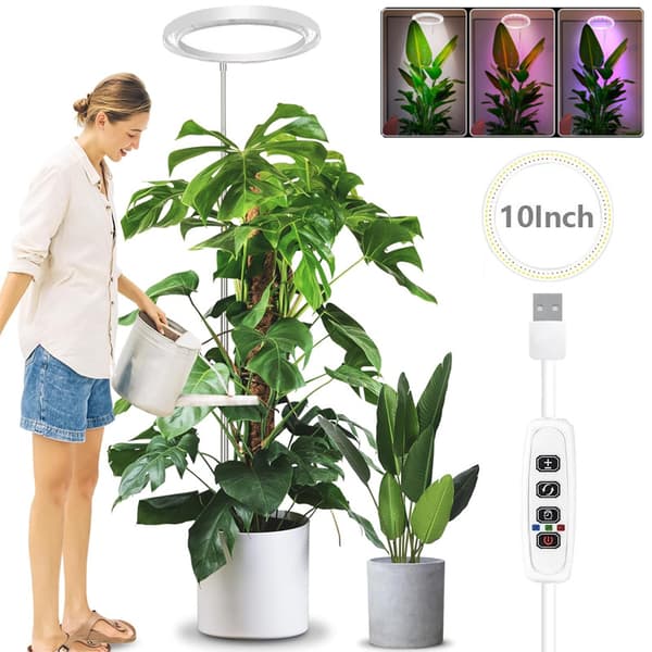 Fuld-spektrum 10-tommer USB plantevækstlys med justerbar arm, sort