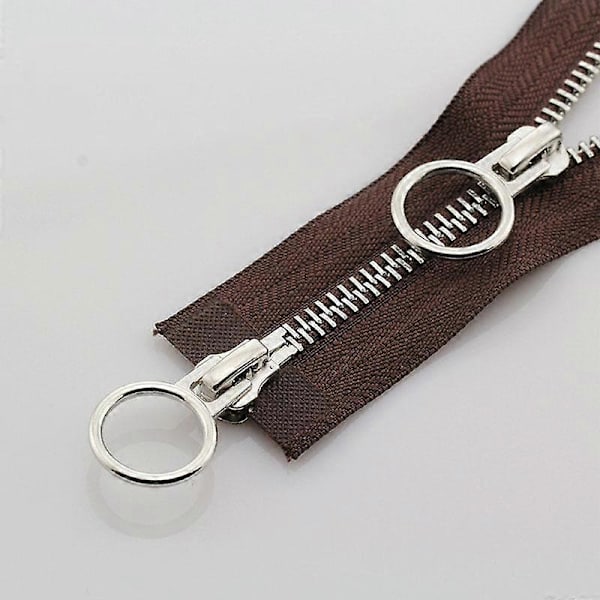 5# 70/90cm Metall Dragkedja Dubbel Slider Rund Ring Dragkedja För DIY Sömnad Kläder brun brown 90cm
