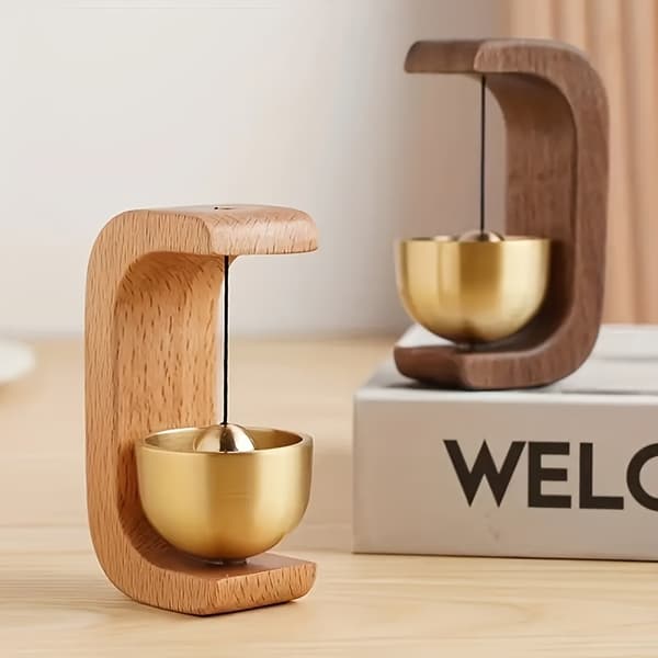 Magnetisk vindklocka dörrklocka bokträ koppar dörrpåminnelseklocka heminredning för entré Beech Brass Wind Chime Ornament