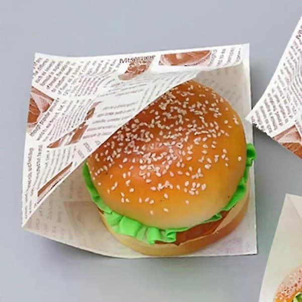 100 st Hamburg triangulära bak- och oljesäkra påsar Donut bageri bakmatförpackning handinslagen oljesäker kraftpåse