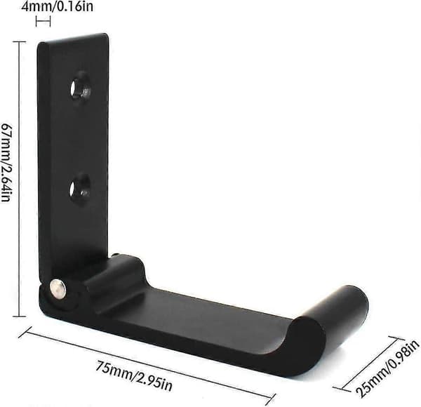 4 stk. foldbar vægmonteret knagerække i aluminiumslegering, foldbar multifunktionel bøjle (sort) SX Black