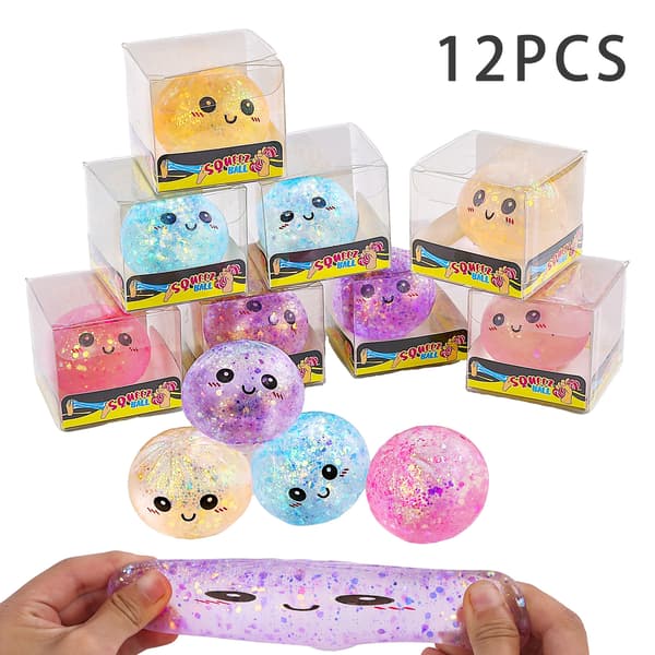 12 STK Squishy Bun Stressavlastningsleker Aurora Sakte Stigende Sensorisk Klemme Fidget Sett