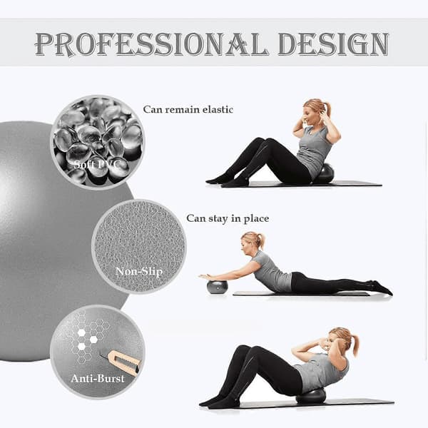 Liten Pilatesboll 9 Tum, Terapi- & Träningsboll för Yoga, Coreträning, Balans & Fysioterapi 2 Gray Balls