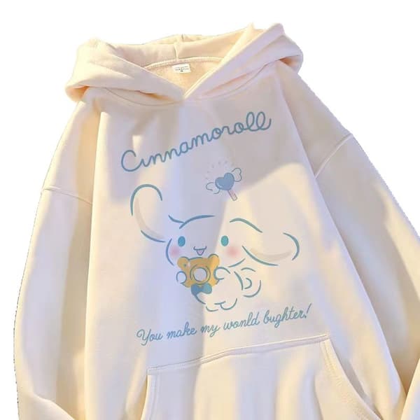 Cinnamoroll Pige Sweatshirt, Sød Tegneserie Pullover Hættetrøje Top, Blødt Afslappet Efterårstøj til Børn*120*Hvid White 120