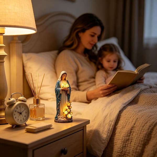 Jomfru Maria Statue Solar Udendørs Solfigur Lampe