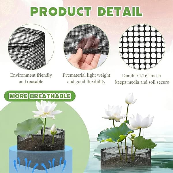 Dammkorgar - 4-pack | Flexibla vattenpåsar för dammar med vattenhyacint och vattenväxter, UV-beständiga.