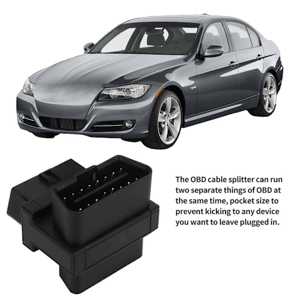 OBD2-sovitin, 16-nastainen uros- ja 2 naarasliitintä, Plug and Play -jakajaliitin diagnostiikkalaajennukseen