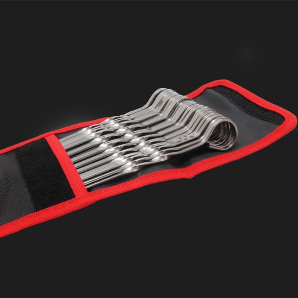 Kebab - Rustfrit stål - 36 cm - 12-delt kebab i rustfrit stål - Med opbevaringspose - Rustfrit stål - Velegnet til grillning - Bål (12 stk. ...