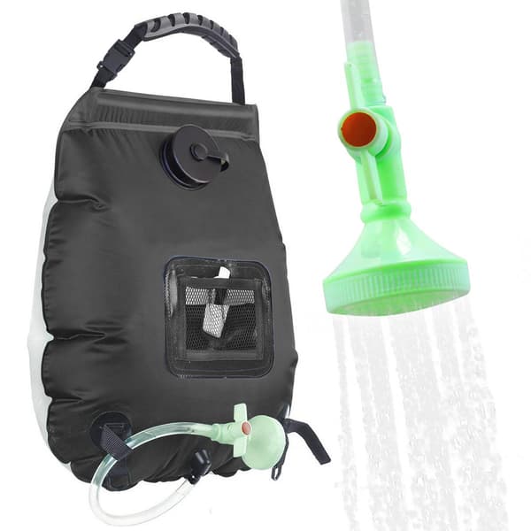 20L Solcelledrevet Dusjpose, 5-Gallons Dusjpose, Utendørs Camping Badevannspose, Toalettmappe black