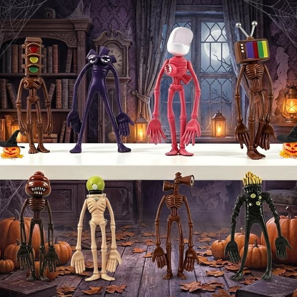 8 x Siren Head Halloween Dekoration Skräckmonster Figurset