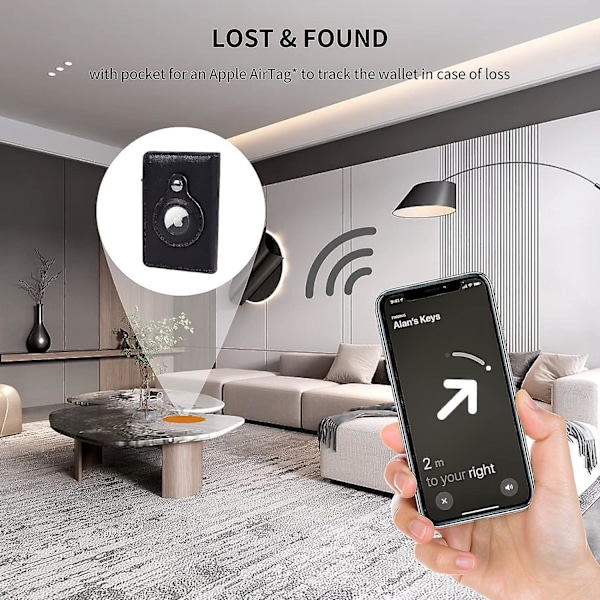 Nahkainen Airtag Slim -lompakko Pop Up -lompakko Apple Airtagille (airtag ei sisälly) Miesten RFID-suojattu korttikotelo