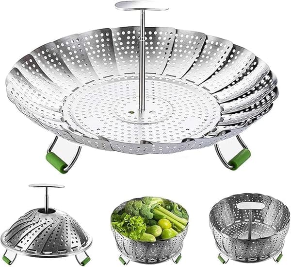 Ångkorg Ångkorgar Ångkokare Grönsaksångkorg - För matlagning Rostfritt stål Vikbar grönsaksångkorg - Med infällbar,...