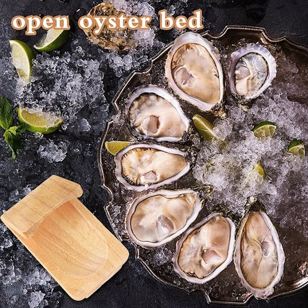 Ostronöppningsklämma, Ostronskalhållare i trä, Skaldjursverktyg, för fester, camping, picknickar, grillning, ostron