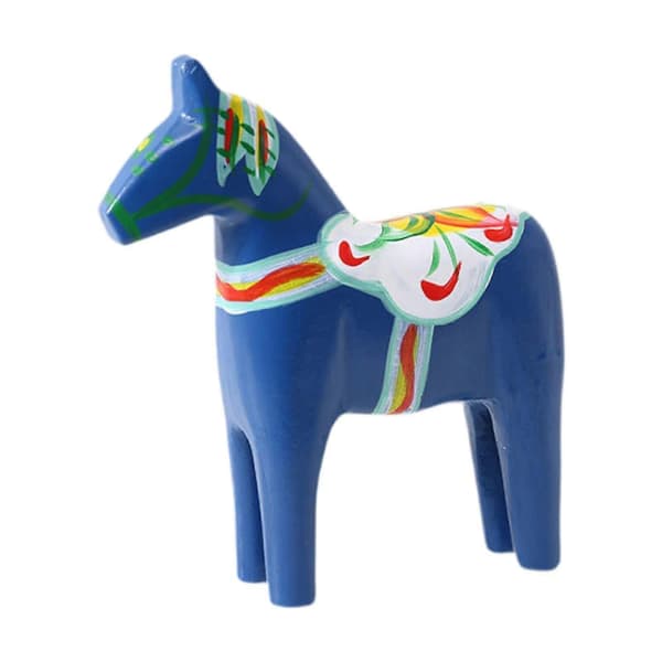 Trähäst Dalahäst, Svensk Dalahäst Staty, Juldekoration Present Samlarobjekt Heminredning Dalahäst Figurin（F2） blue