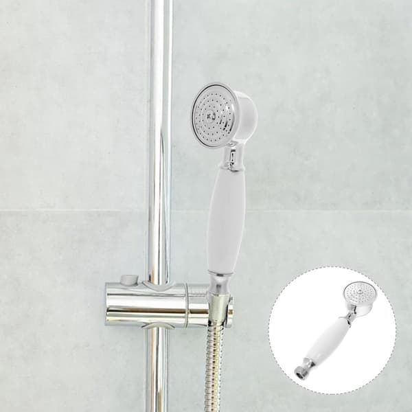 Handdusch - Högtrycks rund telefonstil duschhuvud, avtagbar vintagedesign med G1/2-anslutning, vit