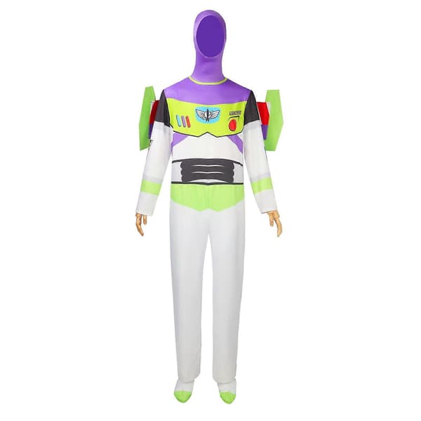 Buzz Lightyear-kostyme kompatibelt med voksne leker Space Ranger-heldress med vinger og hodeplagg S til 3XL Hvit White M