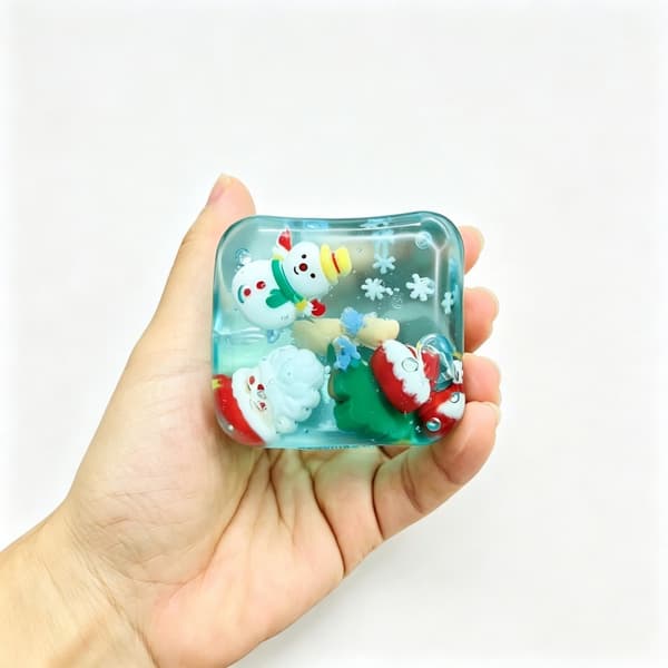 Jul Squishy Cube, Myk Klembar Stressavlastende Leke, Søt Sensorisk Fidget Leke for Barn og Voksne, Morsom Julegave Blue