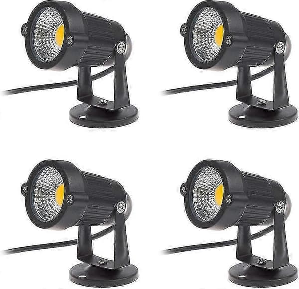 4-pack COB LED justerbara spotlights, 5W 220V varmvit, IP65 väderbeständig aluminium utomhusbelysning