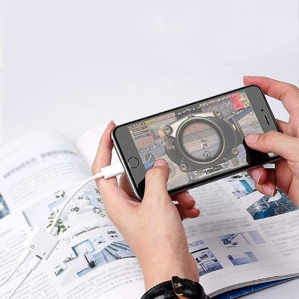 2 kpl iPhone kuulokeadapteri, 2-in-1 Lightning - 3,5 mm audio + laturi{EE}