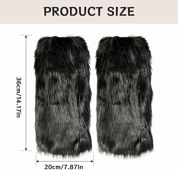 Faux Fur Benvarmere One Size, Fluffy Manchetter til Kvinder, Varmt Y2K Vintertilbehør, Sort